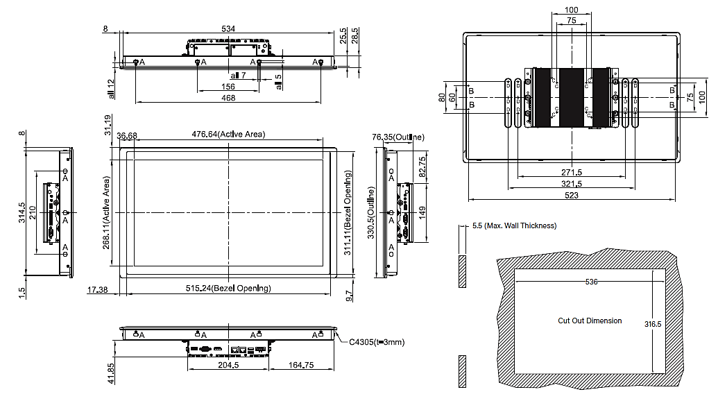 Dim SPT 120 W21 Panel PC