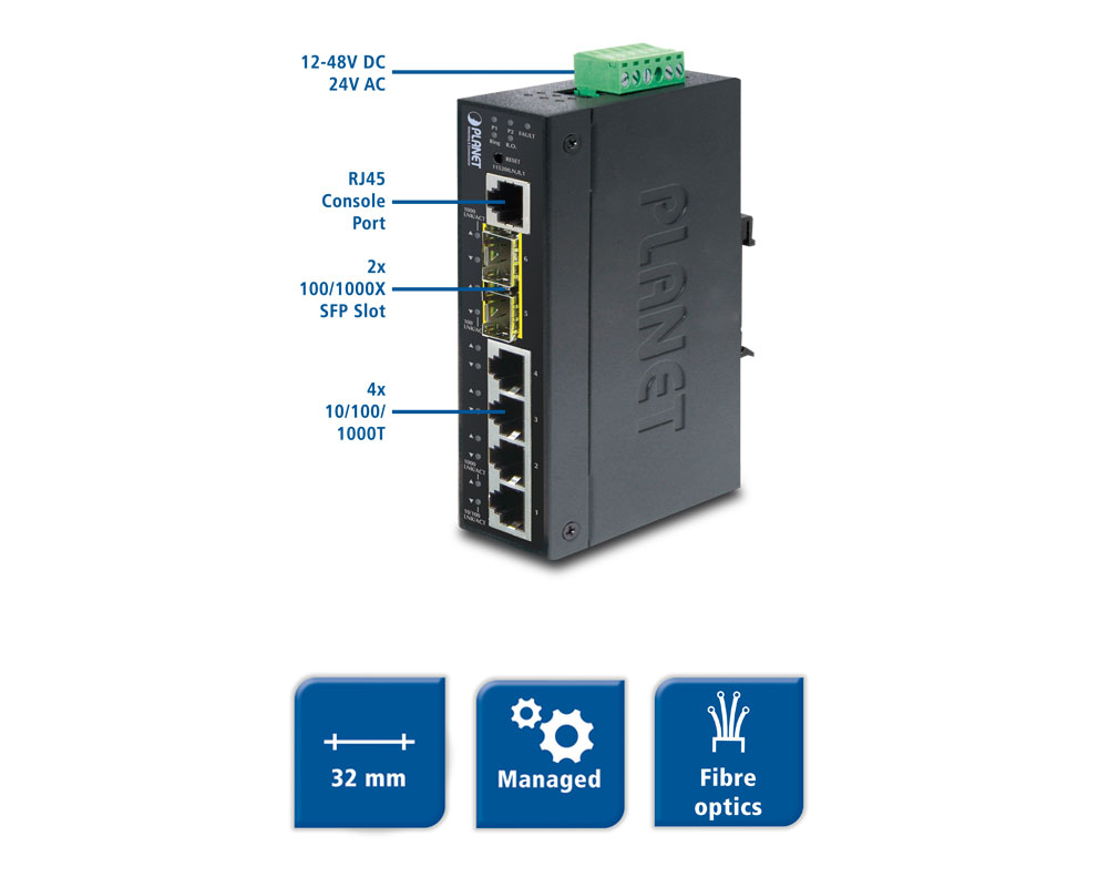 IGS 5225 4T2S compact managed fibre optics Ethernet Switch 