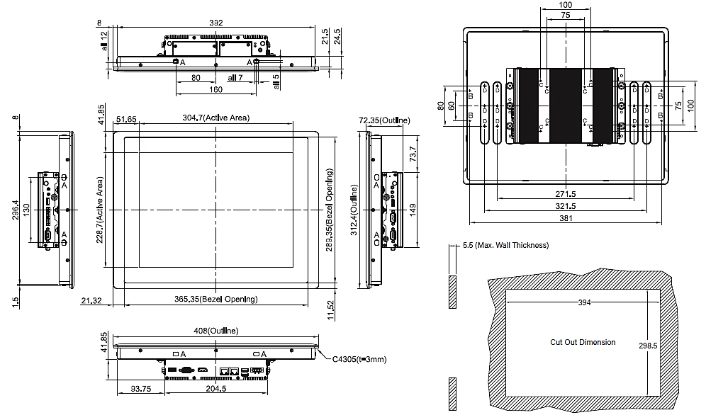 Dim SPT 120 15 Panel PC