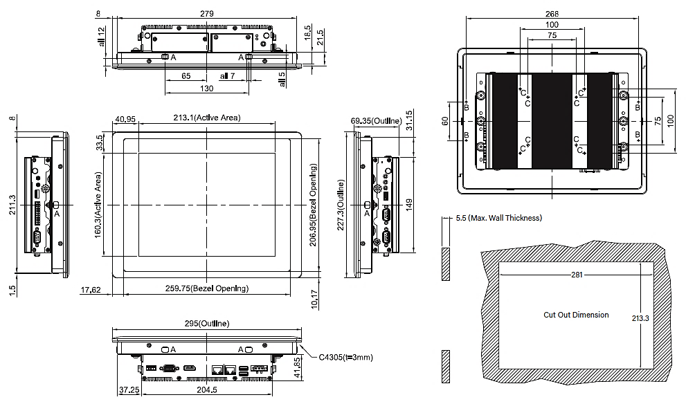 Dim SPT 120 10 Panel PC