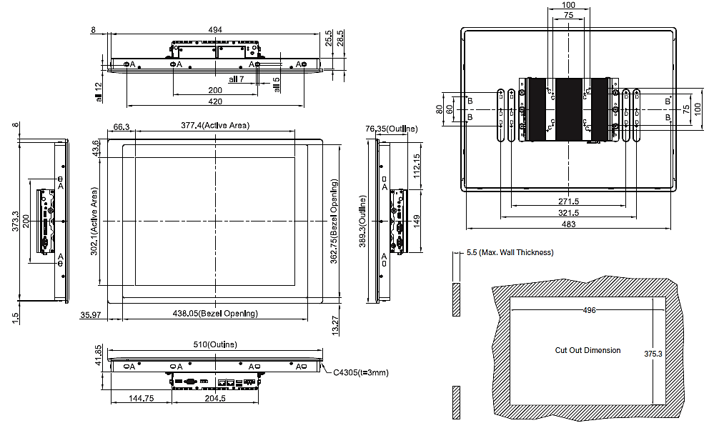 Dim SPT 120 19 Panel PC